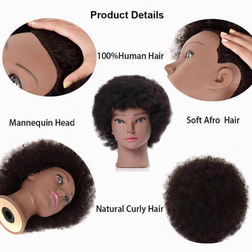 Afro Mannequin Head 100% Human Hair For Practice Styling Braiding Hair